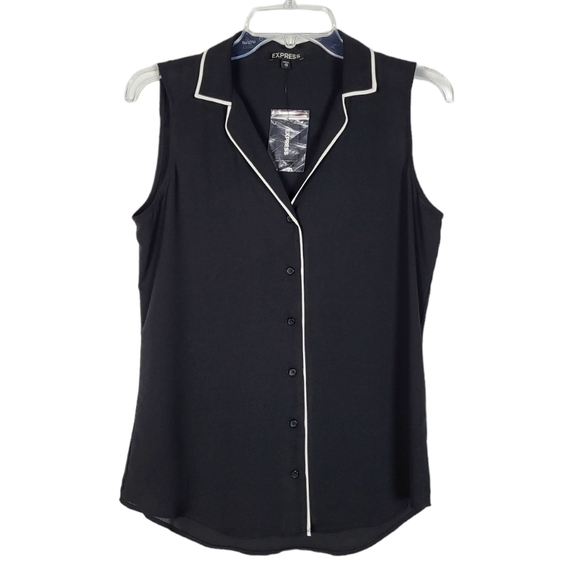 EXPRESS sleeveless button down top black - Picture 1 of 4